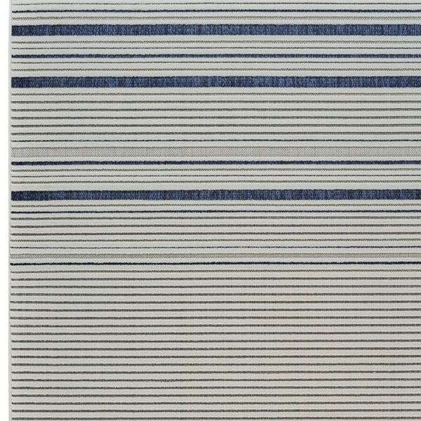 Homeroots 5' X 7' Blue And Cream Striped Distressed Indoor Outdoor Area Rug  Polypropylene 558782