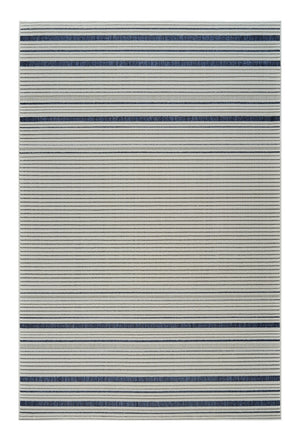 Homeroots 5' X 7' Blue And Cream Striped Distressed Indoor Outdoor Area Rug  Polypropylene 558782
