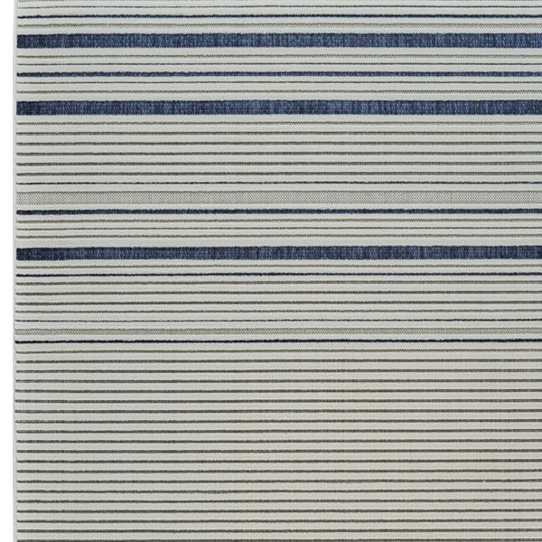 Homeroots 6' X 9' Blue And Cream Striped Distressed Indoor Outdoor Area Rug  Polypropylene 558783