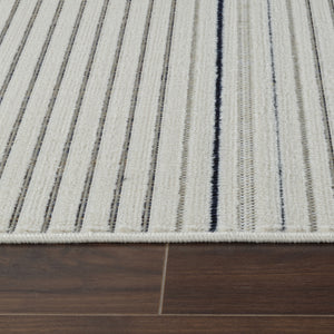 Homeroots 6' X 9' Blue And Cream Striped Distressed Indoor Outdoor Area Rug  Polypropylene 558783