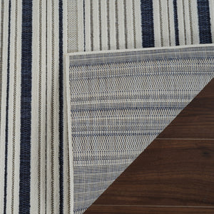Homeroots 6' X 9' Blue And Cream Striped Distressed Indoor Outdoor Area Rug  Polypropylene 558783
