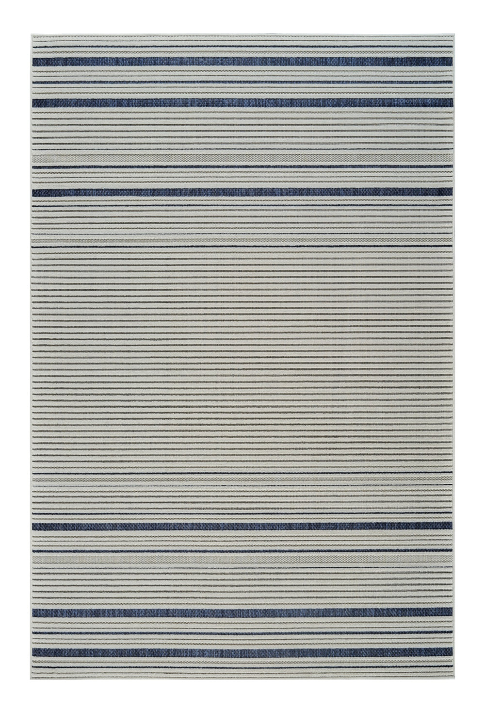 Homeroots 8' X 10' Blue And Cream Striped Distressed Indoor Outdoor Area Rug  Polypropylene 558784