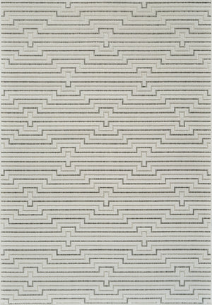 Homeroots 4' X 6' Cream And Beige Geometric Distressed Indoor Outdoor Area Rug  Polypropylene 558788