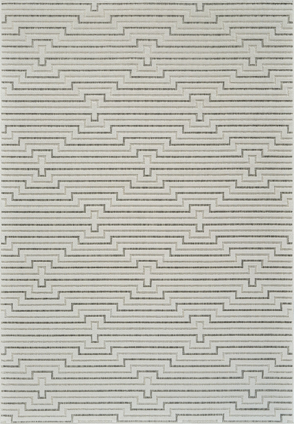 Homeroots 4' X 6' Cream And Beige Geometric Distressed Indoor Outdoor Area Rug  Polypropylene 558788