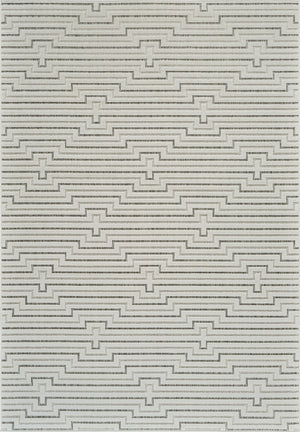 Homeroots 4' X 6' Cream And Beige Geometric Distressed Indoor Outdoor Area Rug  Polypropylene 558788