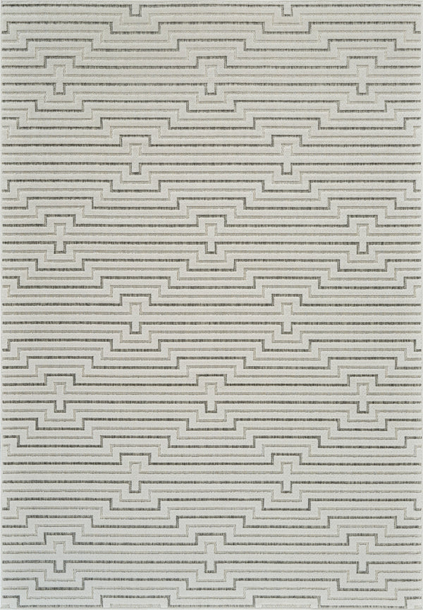 Homeroots 4' X 6' Cream And Beige Geometric Distressed Indoor Outdoor Area Rug  Polypropylene 558788