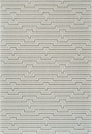 HomeRoots 4' Geometric Distressed Cream and Beige Area Rug for Stylish Indoor & Outdoor Spaces, Durable Design 5' X 7' 558789