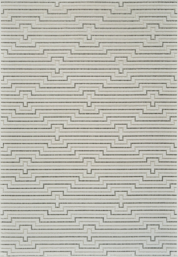 HomeRoots 4' Geometric Distressed Cream and Beige Area Rug for Stylish Indoor & Outdoor Spaces, Durable Design 5' X 7' 558789
