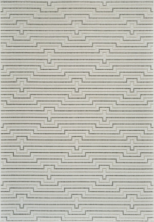 HomeRoots 4' Geometric Distressed Cream and Beige Area Rug for Stylish Indoor & Outdoor Spaces, Durable Design 5' X 7' 558789