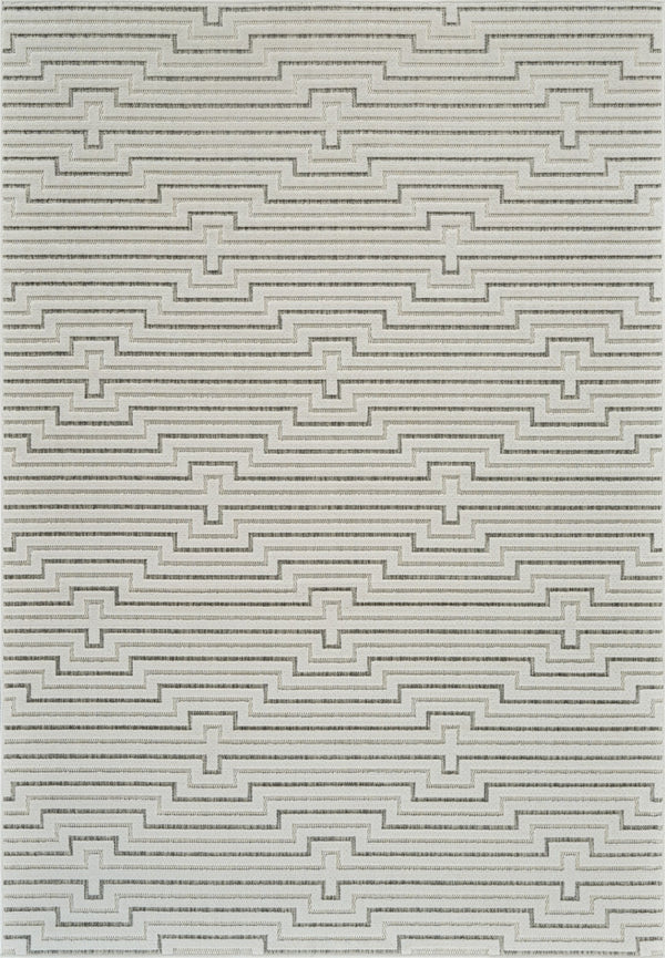 HomeRoots 4' Geometric Distressed Cream and Beige Area Rug for Stylish Indoor & Outdoor Spaces, Durable Design 5' X 7' 558789