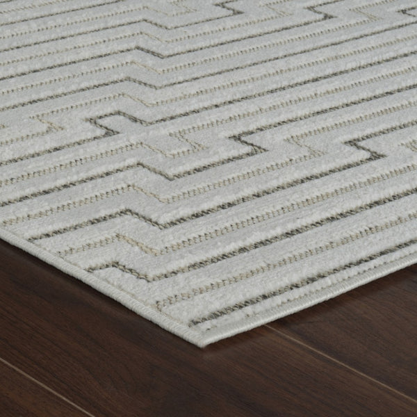 HomeRoots 4' Geometric Distressed Cream and Beige Area Rug for Stylish Indoor & Outdoor Spaces, Durable Design 5' X 7' 558789