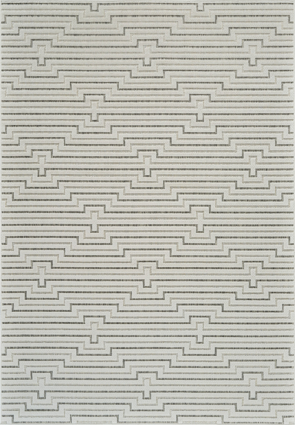 Homeroots 6' X 9' Cream And Beige Geometric Distressed Indoor Outdoor Area Rug  Polypropylene 558790