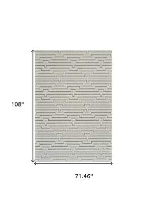 Homeroots 6' X 9' Cream And Beige Geometric Distressed Indoor Outdoor Area Rug  Polypropylene 558790