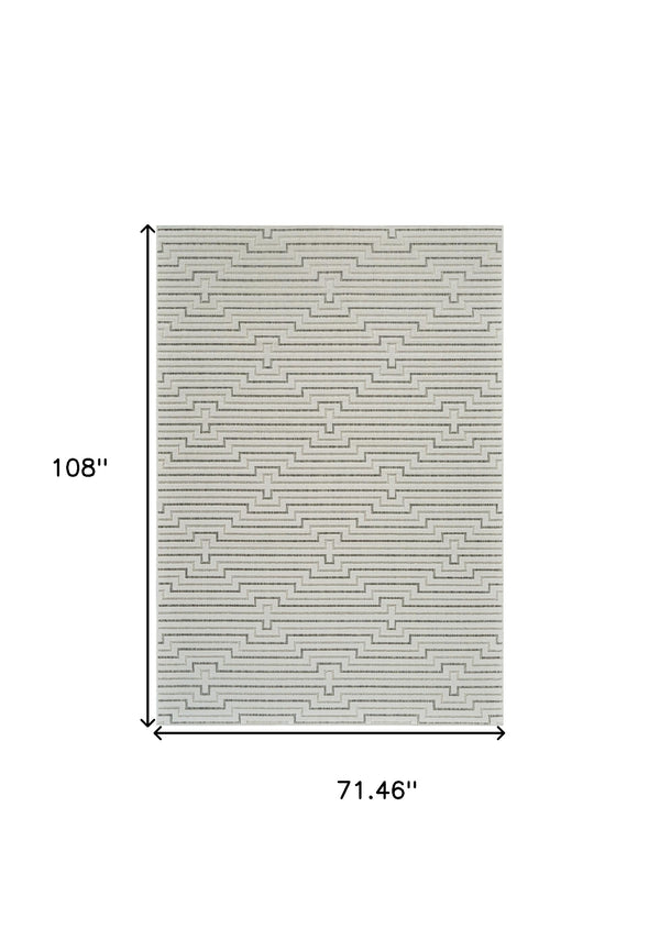Homeroots 6' X 9' Cream And Beige Geometric Distressed Indoor Outdoor Area Rug  Polypropylene 558790