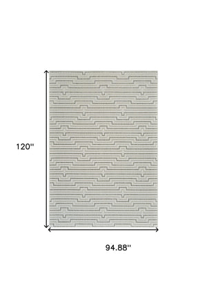 Homeroots 8' X 10' Cream And Beige Geometric Distressed Indoor Outdoor Area Rug  Polypropylene 558791
