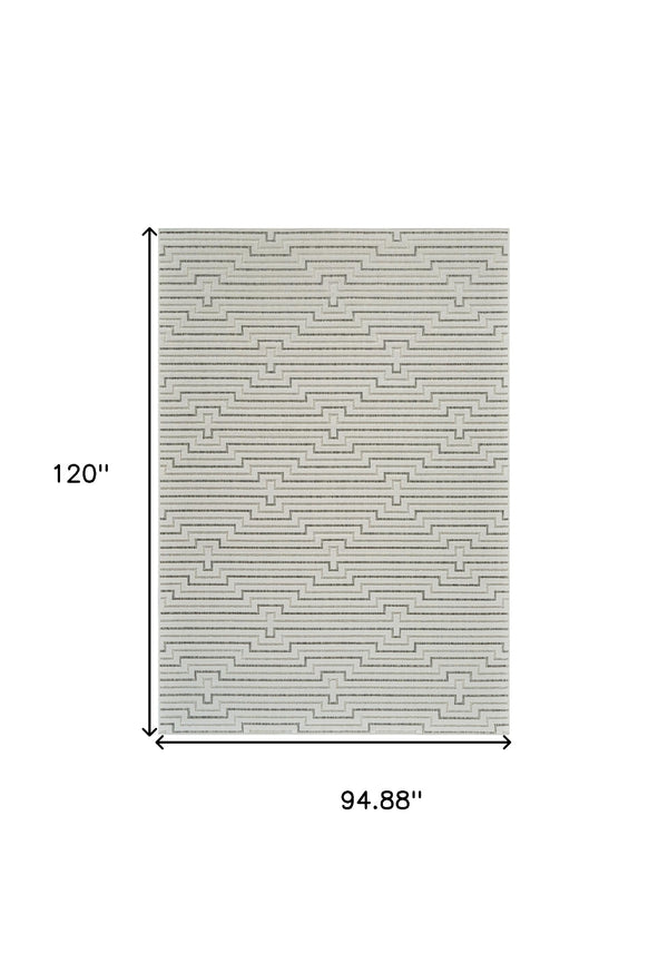 Homeroots 8' X 10' Cream And Beige Geometric Distressed Indoor Outdoor Area Rug  Polypropylene 558791