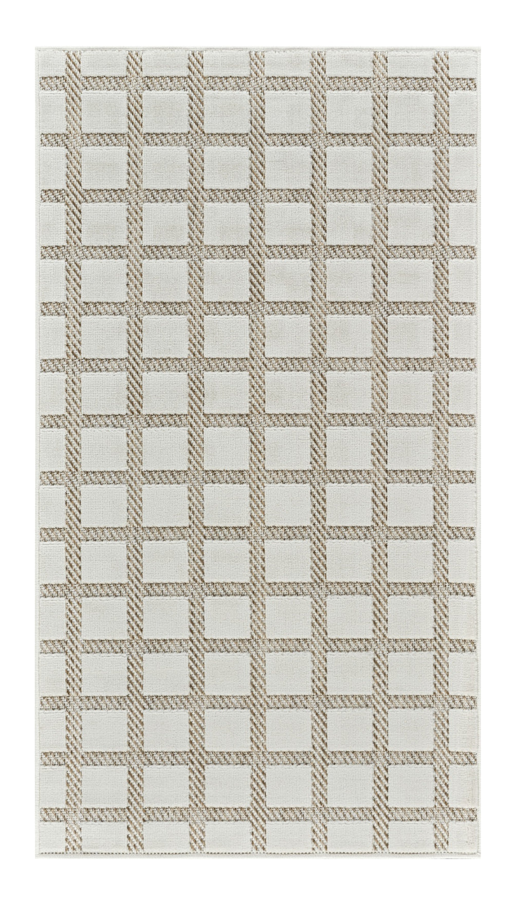 Homeroots 10' Cream And Beige Geometric Distressed Indoor Outdoor Runner Rug  Polypropylene 558792