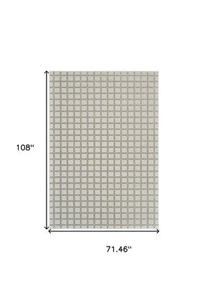 Homeroots 6' X 9' Cream And Beige Geometric Distressed Indoor Outdoor Area Rug  Polypropylene 558797