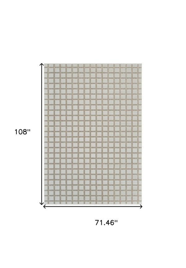 Homeroots 6' X 9' Cream And Beige Geometric Distressed Indoor Outdoor Area Rug  Polypropylene 558797