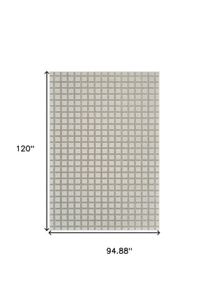 Homeroots 8' X 10' Cream And Beige Geometric Distressed Indoor Outdoor Area Rug  Polypropylene 558798