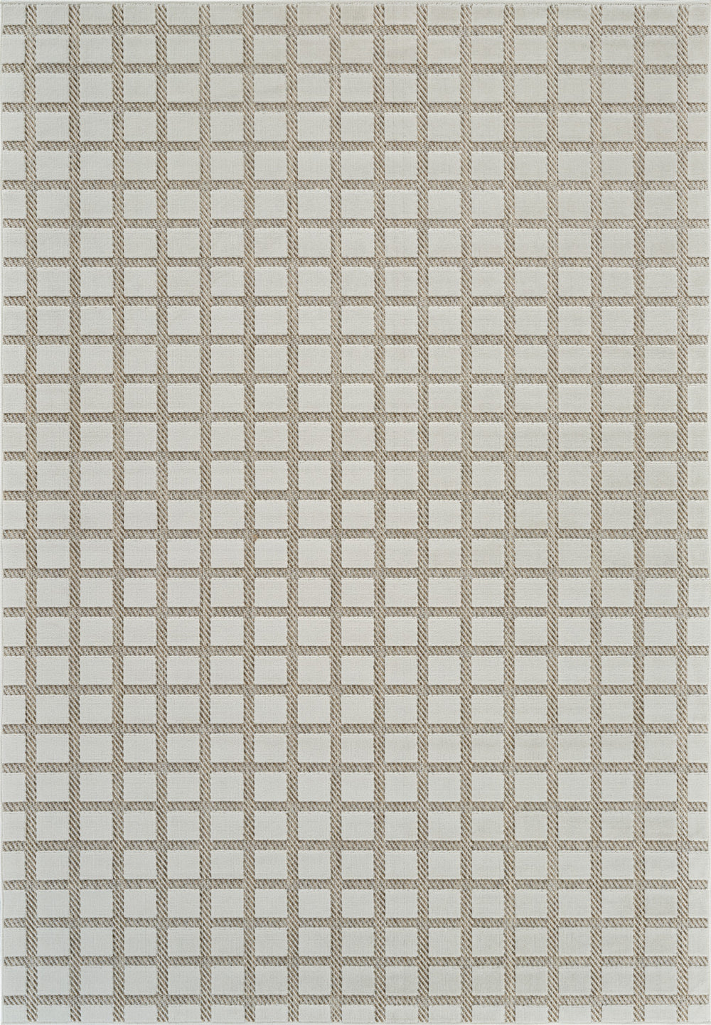 Homeroots 8' X 10' Cream And Beige Geometric Distressed Indoor Outdoor Area Rug  Polypropylene 558798