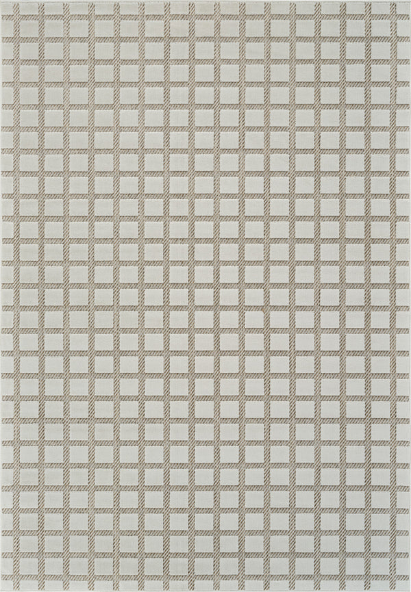 Homeroots 8' X 10' Cream And Beige Geometric Distressed Indoor Outdoor Area Rug  Polypropylene 558798