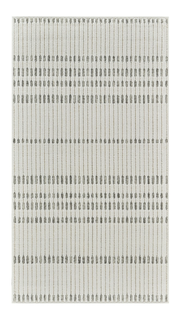 Homeroots 10' Cream And Beige Striped Distressed Indoor Outdoor Runner Rug  Polypropylene 558799