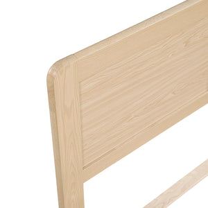 English Elm 1pc Contemporary Finish Queen Size Platform Bed Frame with Slats, Clean Headboard, Modern Wood Appeal Natural 47 L x 19 W x 7 H B011P353120