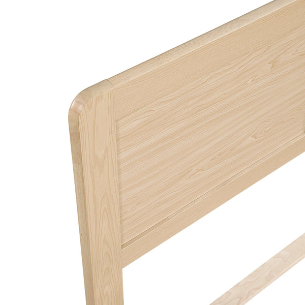 English Elm 1pc Contemporary Finish Queen Size Platform Bed Frame with Slats, Clean Headboard, Modern Wood Appeal Natural 47 L x 19 W x 7 H B011P353120