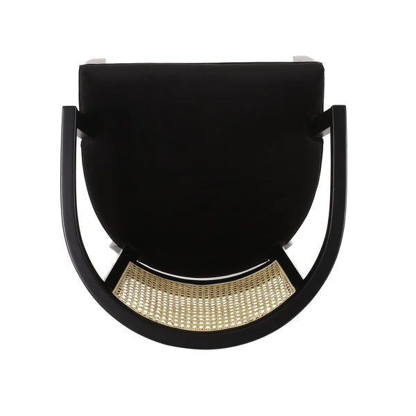 English Elm Christopher Knight Home® - Dining Armchair Set Of 2 - Luxury Black Velvet Upholstered Chairs With Cane Web Backrest Design N771P290371H