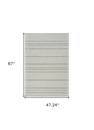 Homeroots 4' X 6' Cream And Beige Striped Distressed Indoor Outdoor Area Rug  Polypropylene 558802