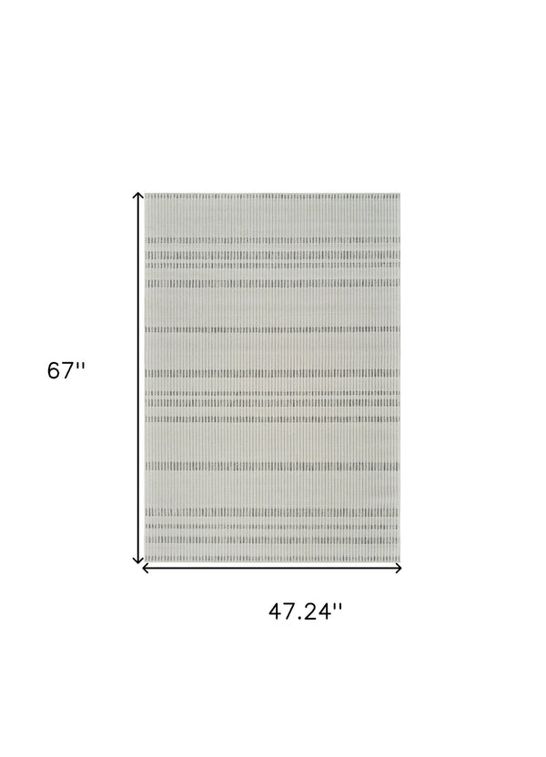 Homeroots 4' X 6' Cream And Beige Striped Distressed Indoor Outdoor Area Rug  Polypropylene 558802