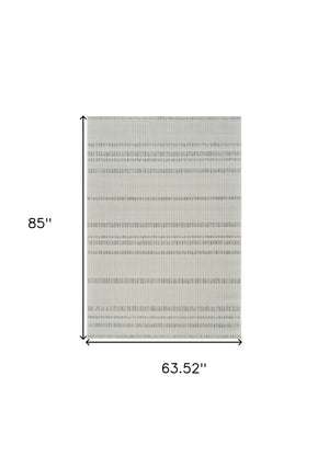 Homeroots 5' X 7' Cream And Beige Striped Distressed Indoor Outdoor Area Rug  Polypropylene 558803