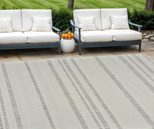 Homeroots 6' X 9' Cream And Beige Striped Distressed Indoor Outdoor Area Rug  Polypropylene 558804