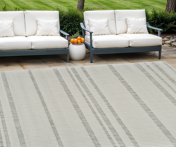 Homeroots 6' X 9' Cream And Beige Striped Distressed Indoor Outdoor Area Rug  Polypropylene 558804