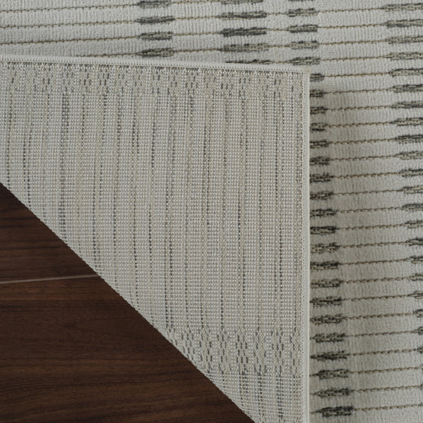Homeroots 8' X 10' Cream And Beige Striped Distressed Indoor Outdoor Area Rug  Polypropylene 558805