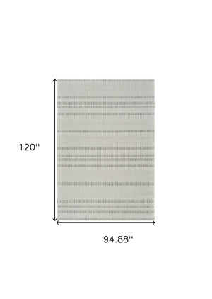 Homeroots 8' X 10' Cream And Beige Striped Distressed Indoor Outdoor Area Rug  Polypropylene 558805