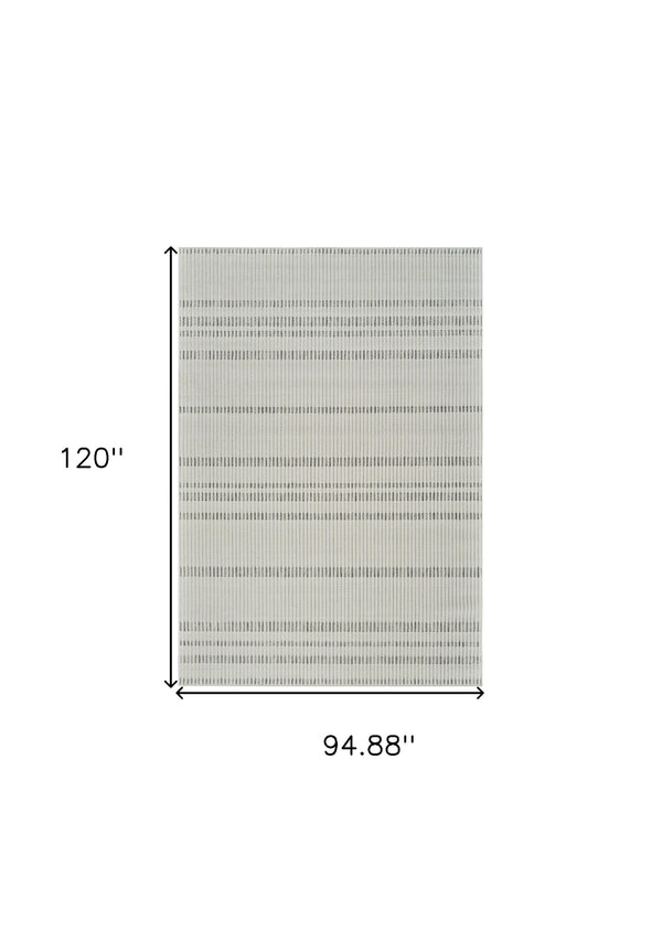 Homeroots 8' X 10' Cream And Beige Striped Distressed Indoor Outdoor Area Rug  Polypropylene 558805