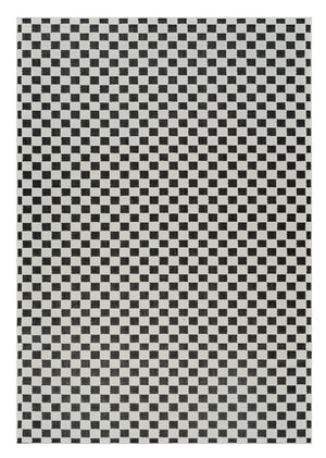 Homeroots 4' X 6' Black And White Geometric Distressed Indoor Outdoor Area Rug  Polypropylene 558809