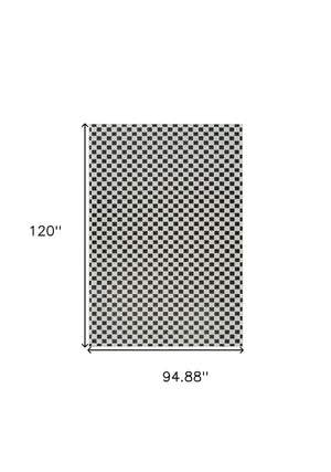 Homeroots 8' X 10' Black And White Geometric Distressed Indoor Outdoor Area Rug  Polypropylene 558812