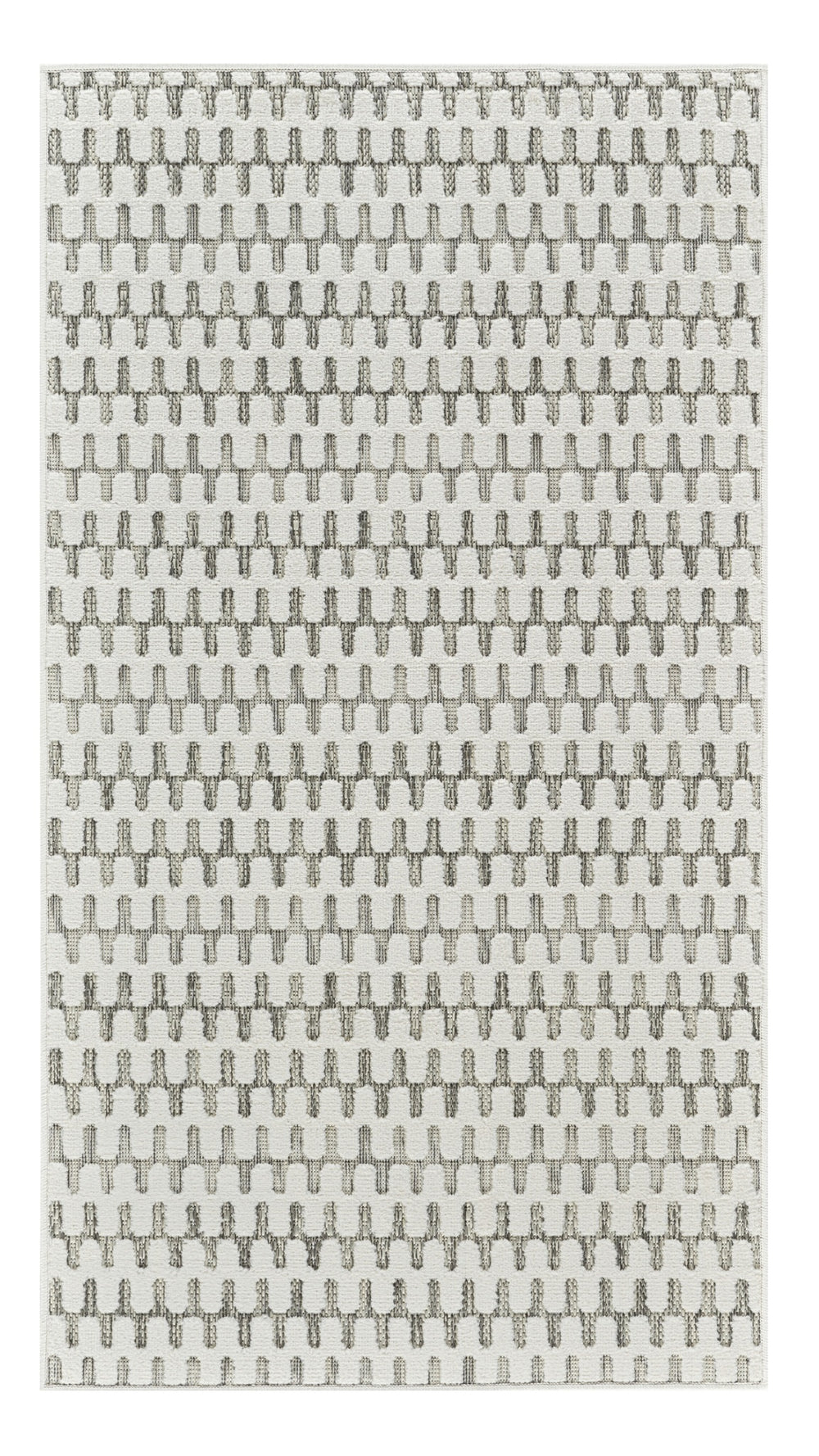 Homeroots 10' Cream And Beige Geometric Distressed Indoor Outdoor Runner Rug  Polypropylene 558813