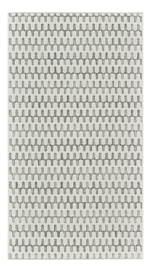 Homeroots 10' Cream And Beige Geometric Distressed Indoor Outdoor Runner Rug  Polypropylene 558813