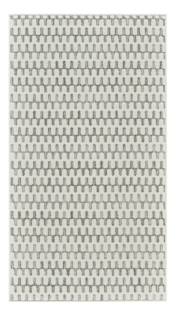 Homeroots 10' Cream And Beige Geometric Distressed Indoor Outdoor Runner Rug  Polypropylene 558813