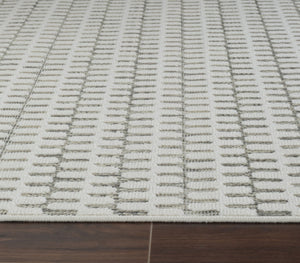 HomeRoots 4' Cream and Beige Geometric Distressed Area Rug - Durable Indoor/Outdoor Style for Any Space 5' X 7' 558817