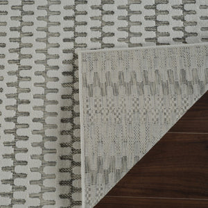 HomeRoots 4' Cream and Beige Geometric Distressed Area Rug - Durable Indoor/Outdoor Style for Any Space 5' X 7' 558817