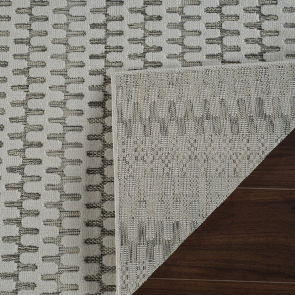 HomeRoots 4' Cream and Beige Geometric Distressed Area Rug - Durable Indoor/Outdoor Style for Any Space 5' X 7' 558817