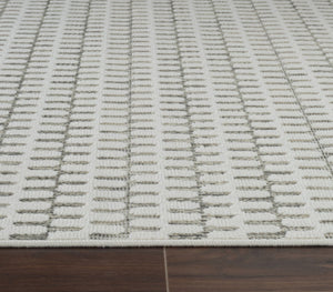 HomeRoots 4' Cream and Beige Geometric Distressed Area Rug - Durable Indoor/Outdoor Style for Any Space 5' X 7' 558817