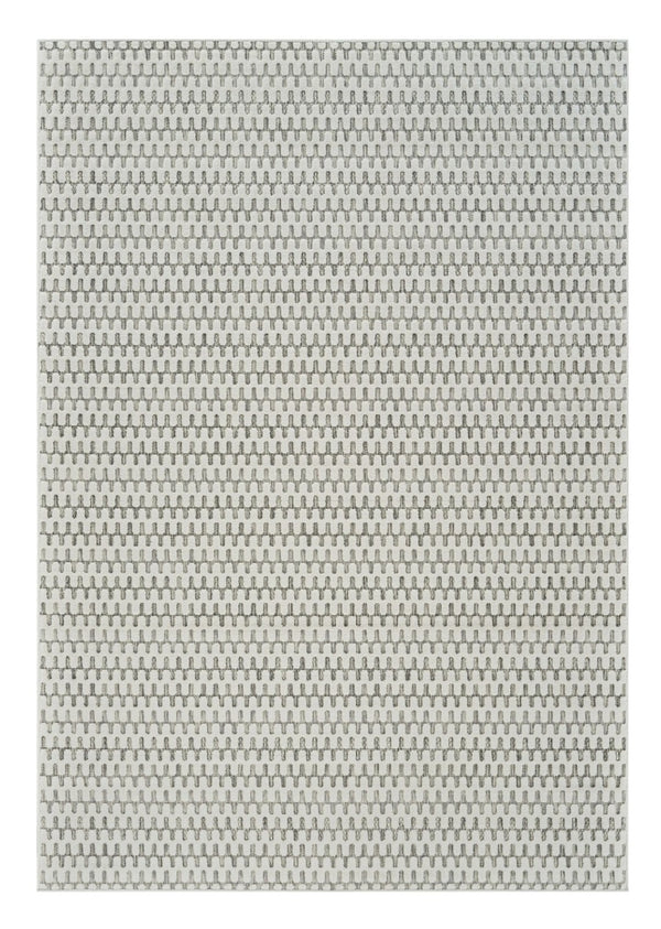 HomeRoots 4' Cream and Beige Geometric Distressed Area Rug - Durable Indoor/Outdoor Style for Any Space 5' X 7' 558817