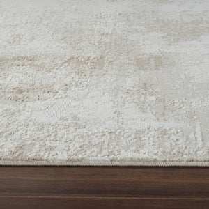 HomeRoots 4' Cream and Beige Abstract Distressed Area Rug – Soft, Stain-Resistant Design for Modern Spaces 4' X 6' 558820