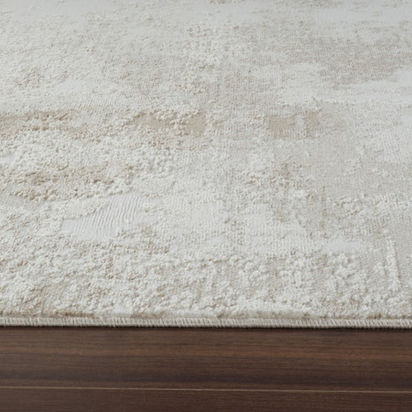HomeRoots 4' Cream and Beige Abstract Distressed Area Rug – Soft, Stain-Resistant Design for Modern Spaces 4' X 6' 558820